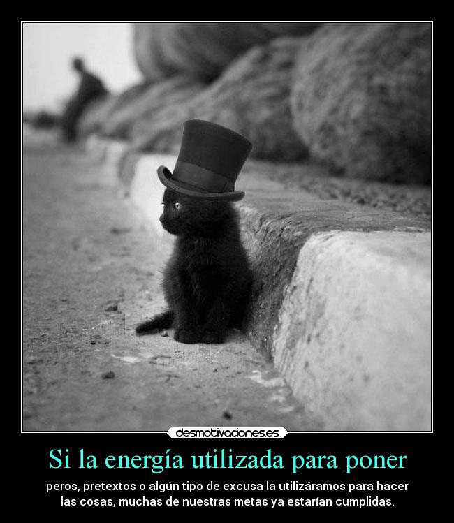 Si la energía utilizada para poner - peros, pretextos o algún tipo de excusa la utilizáramos para hacer
las cosas, muchas de nuestras metas ya estarían cumplidas.
