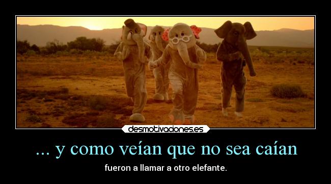 ... y como veían que no sea caían - fueron a llamar a otro elefante.