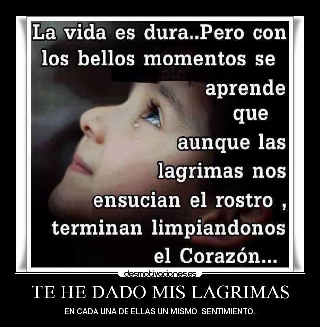 TE HE DADO MIS LAGRIMAS - EN CADA UNA DE ELLAS UN MISMO SENTIMIENTO..