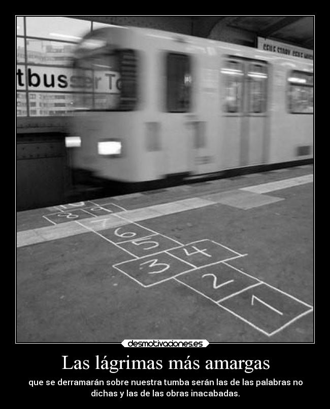 Las lágrimas más amargas - que se derramarán sobre nuestra tumba serán las de las palabras no
dichas y las de las obras inacabadas.