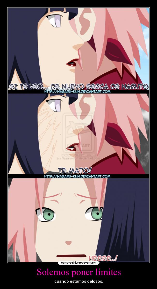 carteles naruto anime hinata celosa sakura acerca mata bonita tierna ejercitodemar desmotivaciones