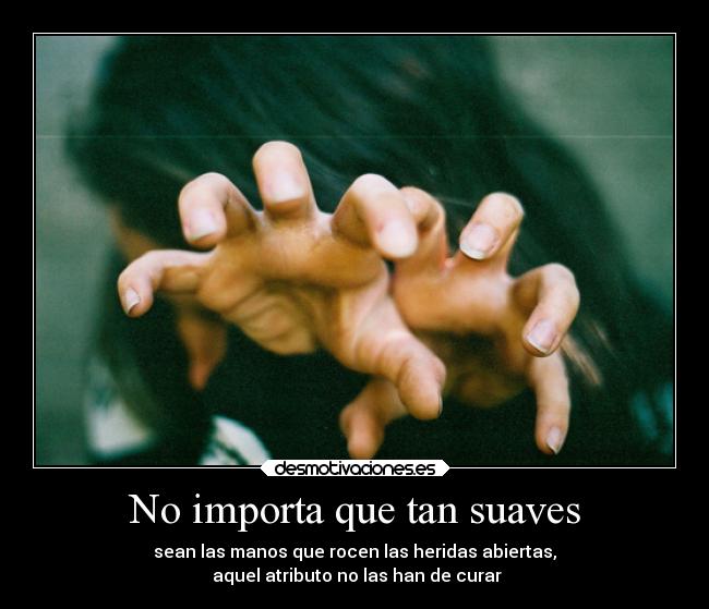 No importa que tan suaves - sean las manos que rocen las heridas abiertas,
 aquel atributo no las han de curar