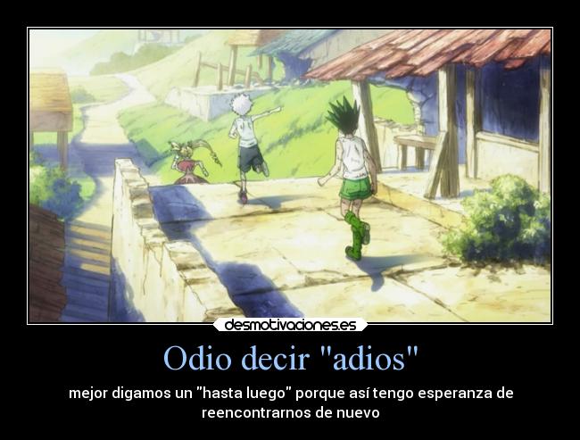 Odio decir adios - mejor digamos un hasta luego porque así tengo esperanza de
reencontrarnos de nuevo