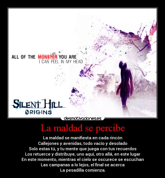 carteles recuerdos muerte videojuegos redgame silent hill origins lisa maldad destruccion corrupcion pueblo desmotivaciones