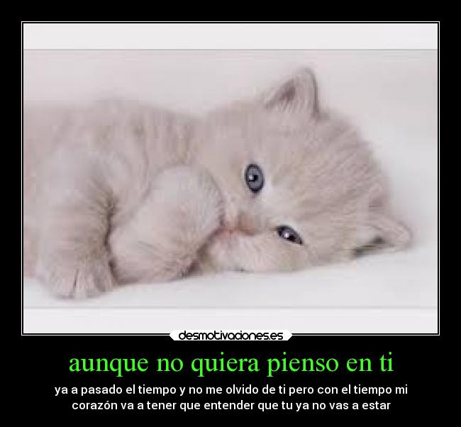aunque no quiera pienso en ti - ya a pasado el tiempo y no me olvido de ti pero con el tiempo mi
corazón va a tener que entender que tu ya no vas a estar