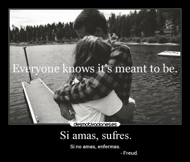 Si amas, sufres. - Si no amas, enfermas.
- Freud.