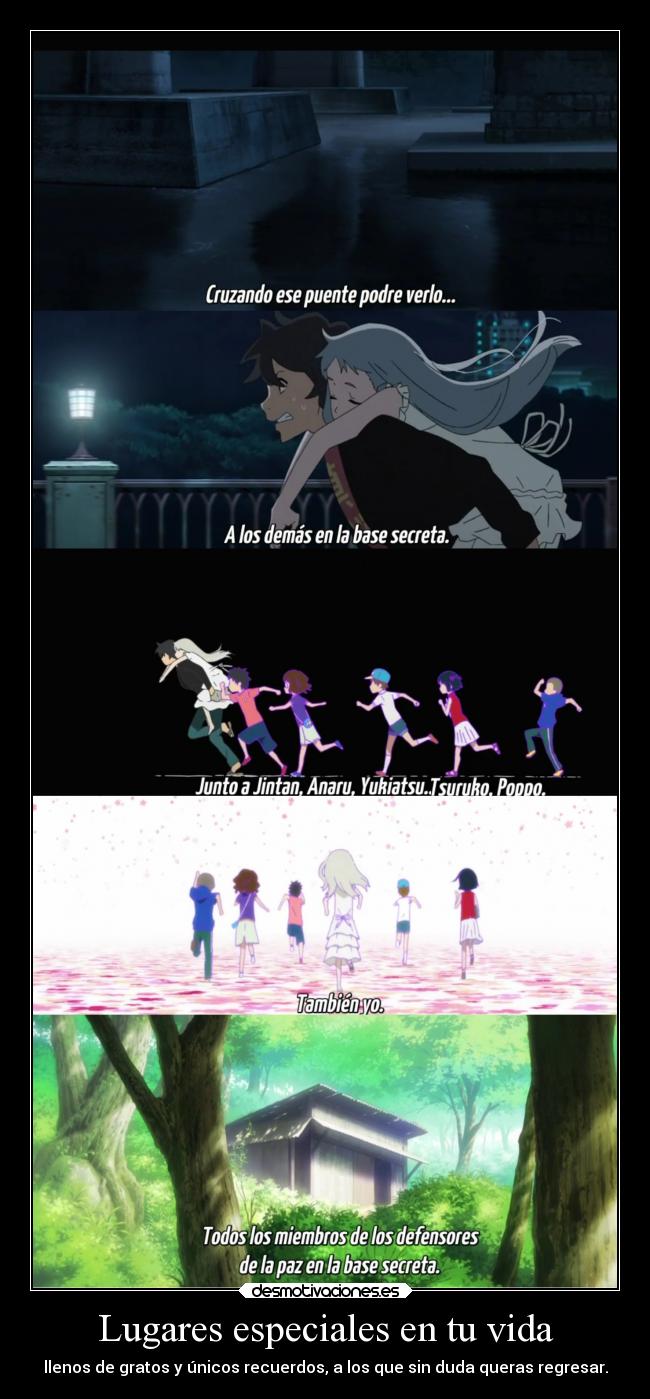 carteles vida amistad alegria infancia vida anime lugar especial recuerdo grata regresar volver raptorhunters desmotivaciones