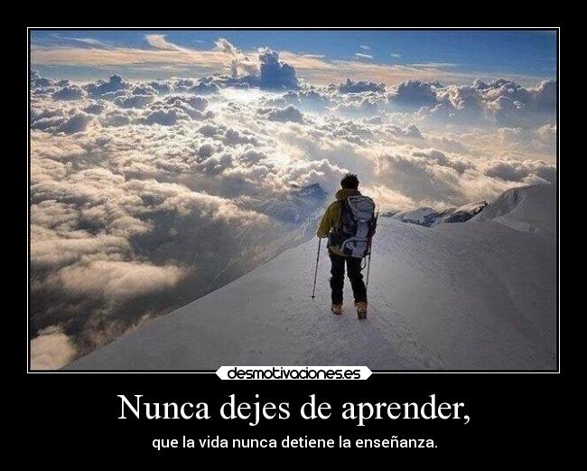 Nunca dejes de aprender, - que la vida nunca detiene la enseñanza.
