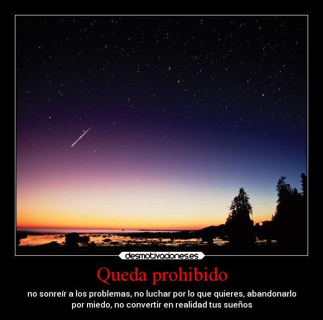 Queda prohibido - no sonreír a los problemas, no luchar por lo que quieres, abandonarlo
por miedo, no convertir en realidad tus sueños