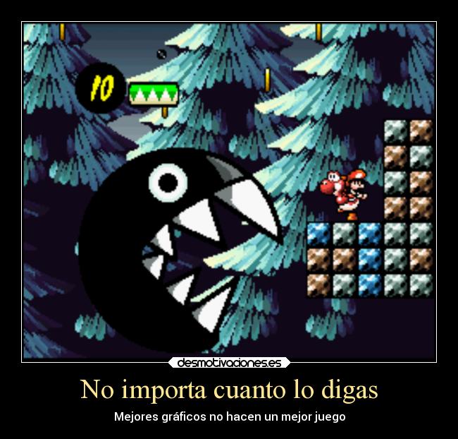 carteles alegria yoshi mario chomp snes importa graficos game juego desmotivaciones