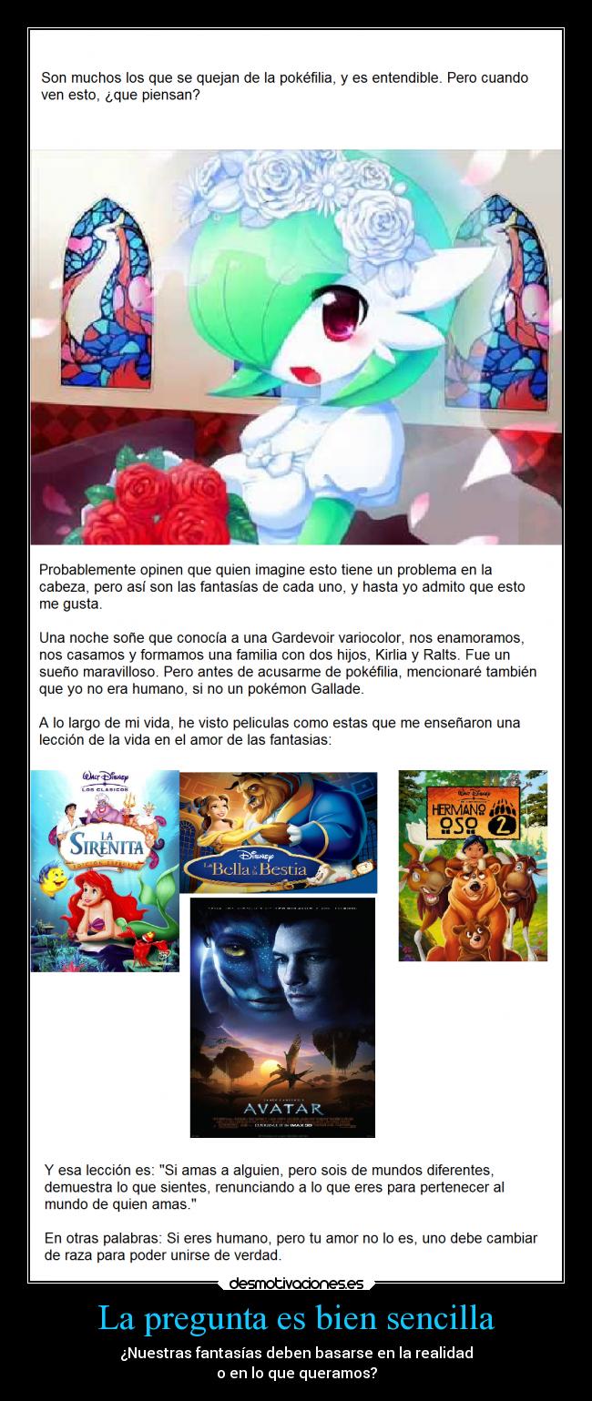 carteles amor pokemon suenos gardevoir gallade sirenita avatar hermano bella bestia kirlia ralts raza desmotivaciones