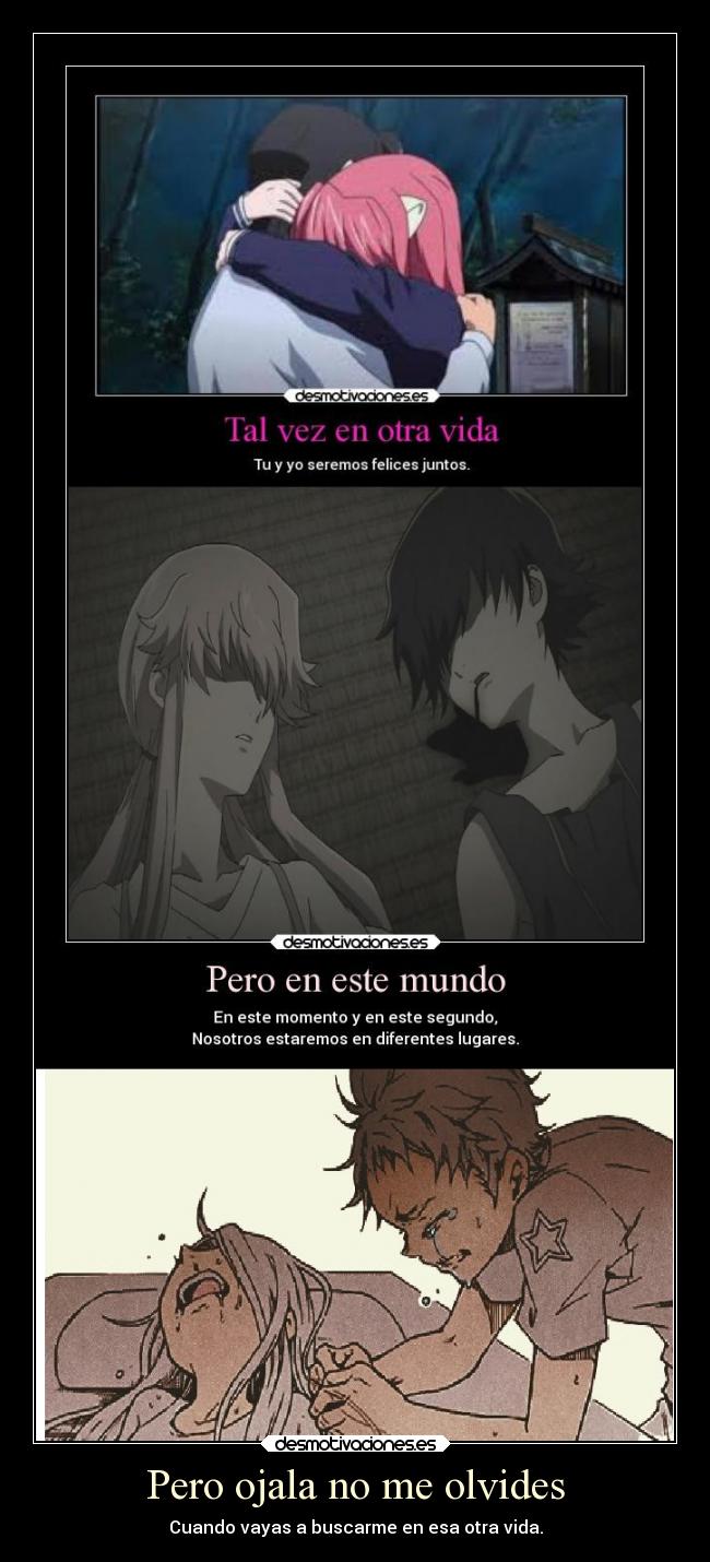 Pero ojala no me olvides - Cuando vayas a buscarme en esa otra vida.