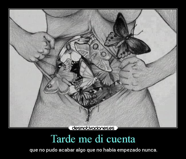 Tarde me di cuenta - que no pudo acabar algo que no había empezado nunca.