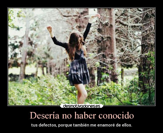 Desería no haber conocido - tus defectos, porque también me enamoré de ellos.