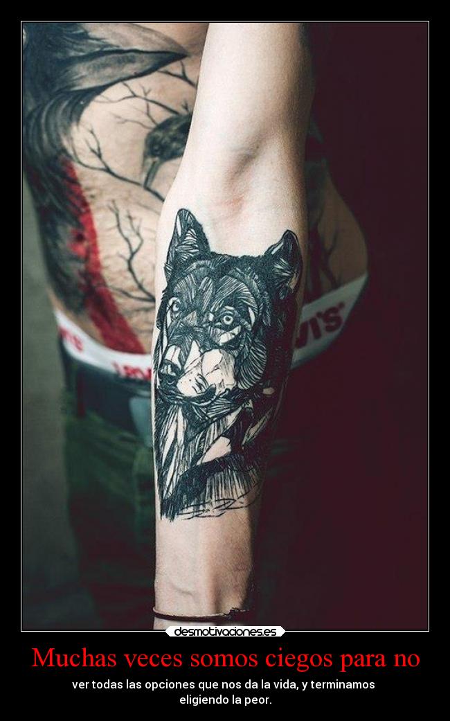 Muchas veces somos ciegos para no - ver todas las opciones que nos da la vida, y terminamos
eligiendo la peor.