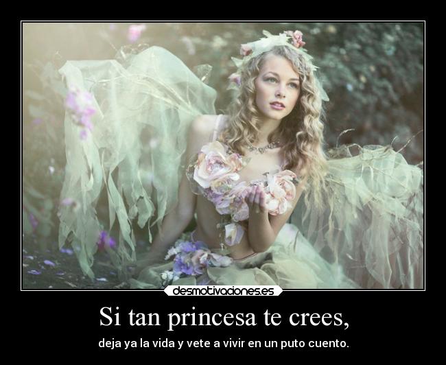 Si tan princesa te crees, - deja ya la vida y vete a vivir en un puto cuento.