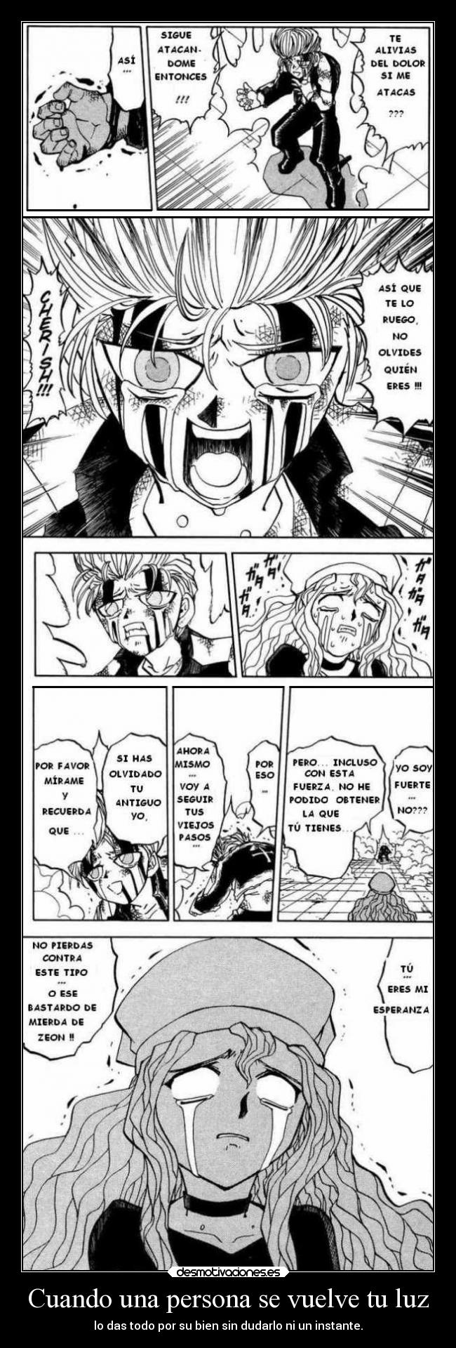 carteles dolor mundo vida amor anime raptorhunters harukaze manga zatchbell zatc konjiki gash luz love amar desmotivaciones