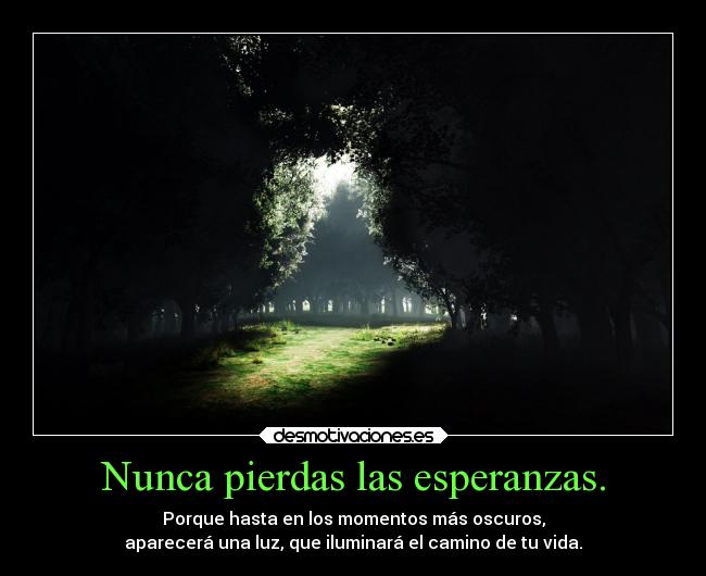 Nunca pierdas las esperanzas. - 
