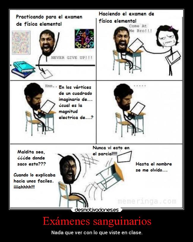 carteles examenes obstaculos locura memes ayuda desmotivaciones examen error fisica elemental enojo furia reprobado desmotivaciones