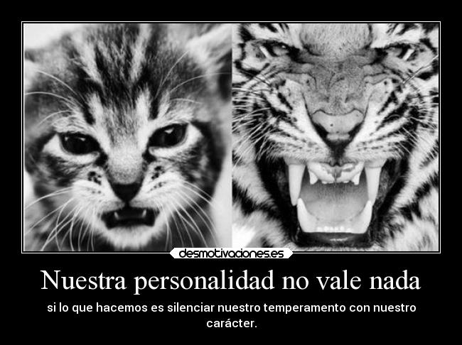 Nuestra personalidad no vale nada - si lo que hacemos es silenciar nuestro temperamento con nuestro
carácter.