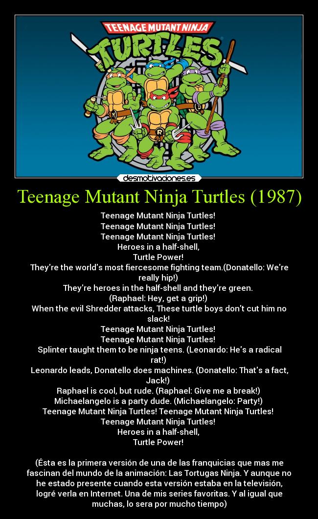 carteles infancia musica tortugas ninja 1987 leonardo rafael donatelo miguel angel ejercitodemar desmotivaciones