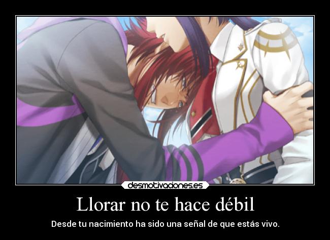 carteles llorar anime llorar debilidad vivir kamigami asobi loki yui desmotivaciones