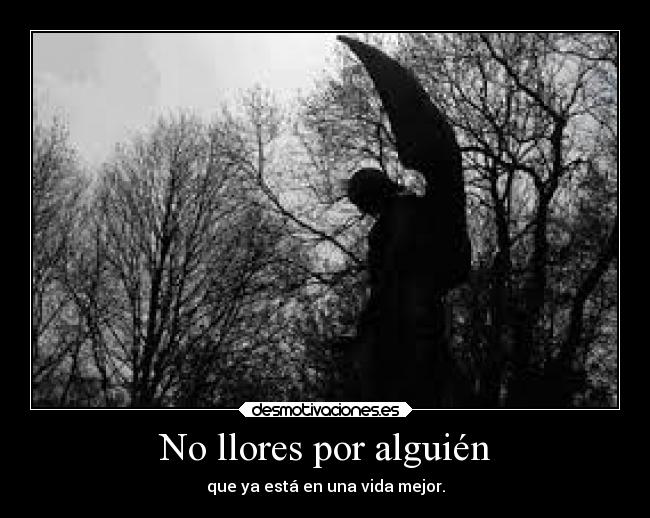 No llores por alguién - que ya está en una vida mejor.