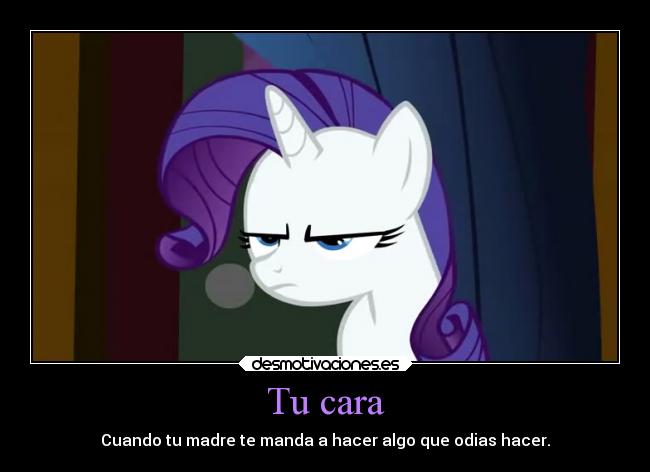 carteles madre vida humor little pony rarity cara cierto devilbrigade mandar algo odiar hacer discovery kids desmotivaciones