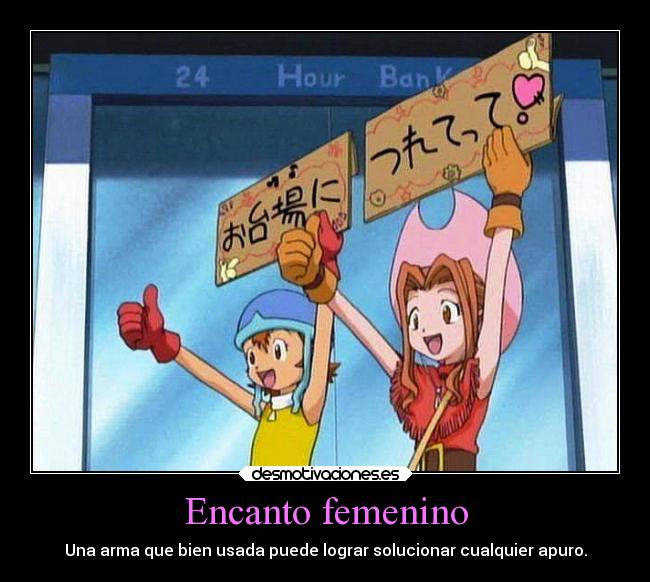 carteles mujer anime manga otaku digimon encanto femenino cualquier usada objeto inutil desmotivaciones