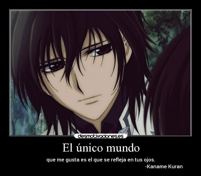 El único mundo - que me gusta es el que se refleja en tus ojos.
-Kaname Kuran