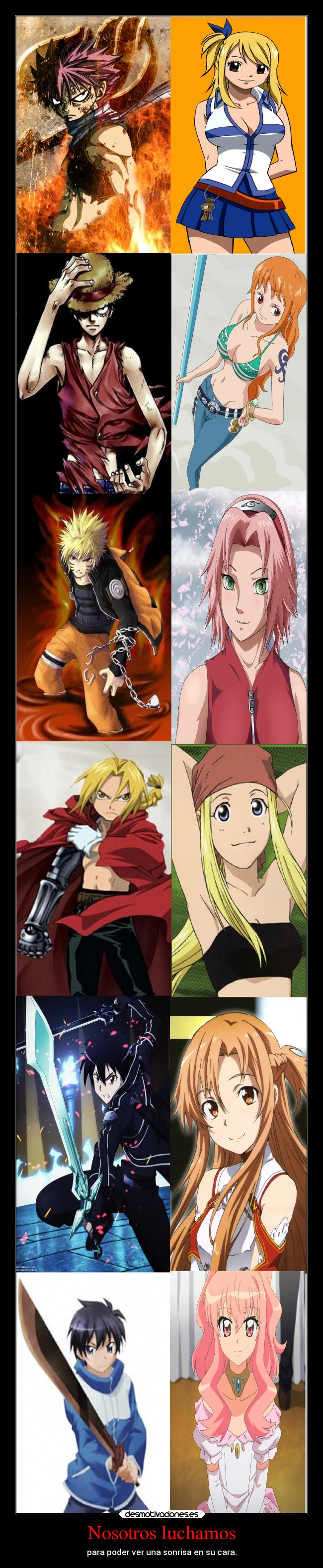 carteles naruto anime sword art online sao one piece fairy tail zero tsukaima full metal alchemist desmotivaciones