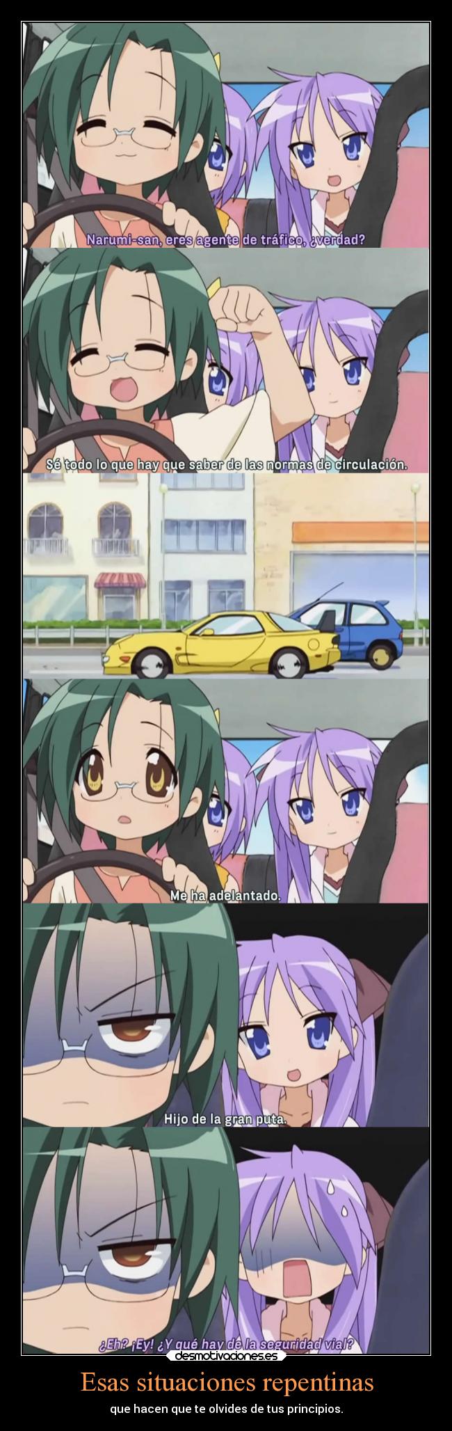 carteles olvidar humor anime conductor trafico carros molestarse sorpresa inseguridad carreras desmotivaciones