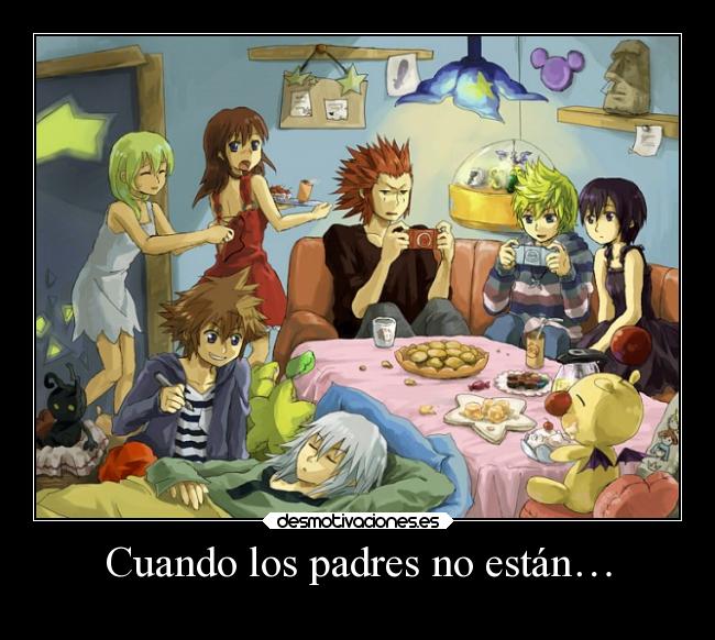 carteles padres amigos fiestas kingdom hearts sora riku kairi namine xion axel roxas heartless diversion psp desmotivaciones