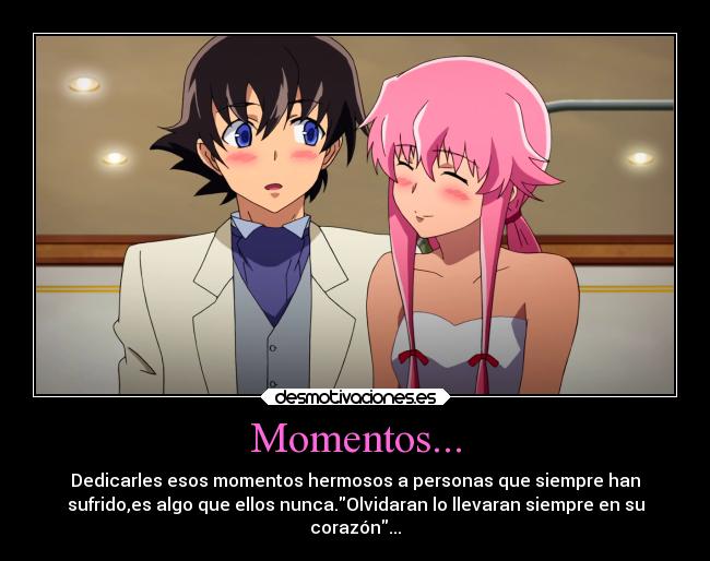 carteles sentimientos corazon momentos que nunca olvidaran mirai nikki yukki yuno desmotivaciones