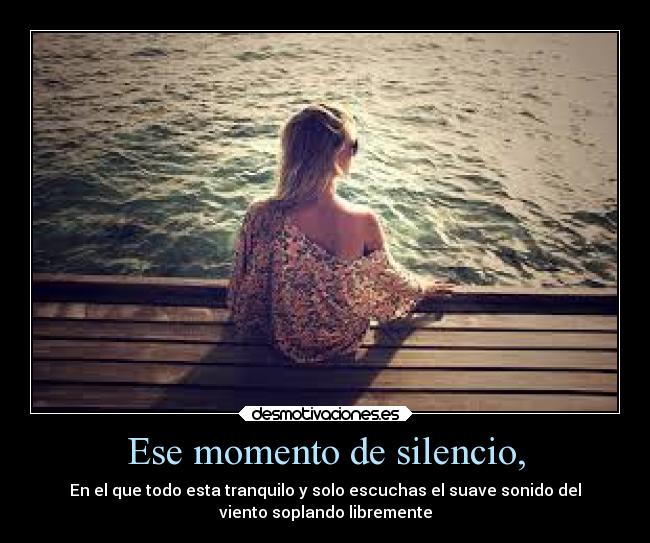 Ese momento de silencio, - En el que todo esta tranquilo y solo escuchas el suave sonido del
viento soplando libremente