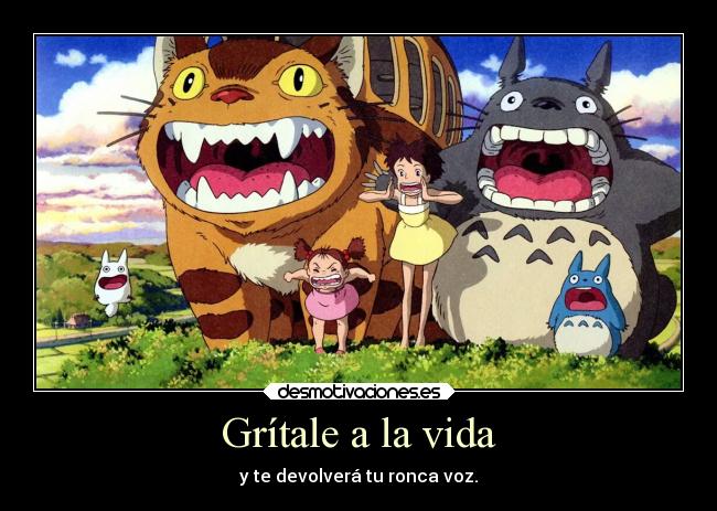 carteles vida vida anime desmotivaciones totoro mei gatobus hayao miyazaki pelicula gritar desmotivaciones