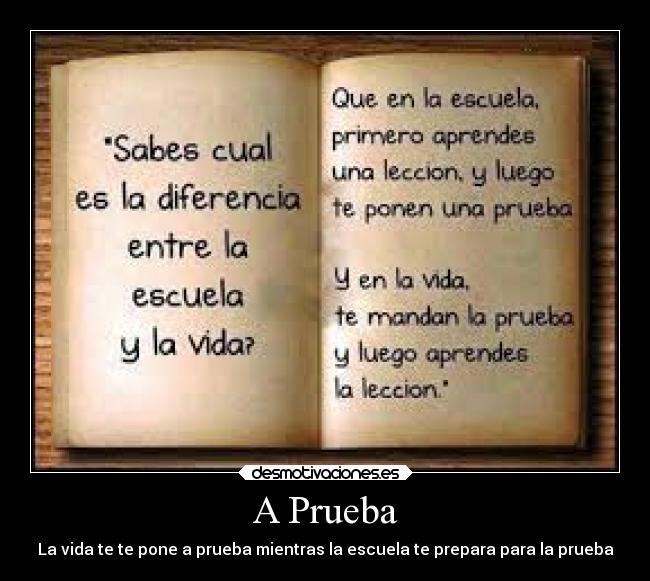 A Prueba - La vida te te pone a prueba mientras la escuela te prepara para la prueba