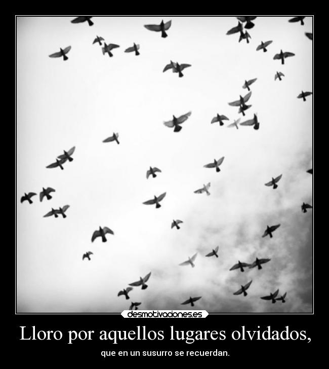Lloro por aquellos lugares olvidados, - que en un susurro se recuerdan.