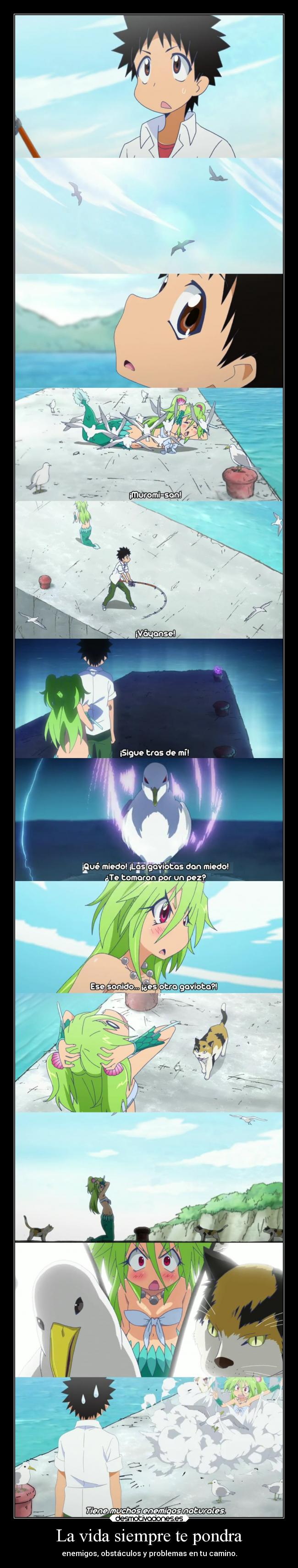 carteles vida mundo enemigo vida anime poner obstaculo problema enfrentar superar raptorhunters desmotivaciones