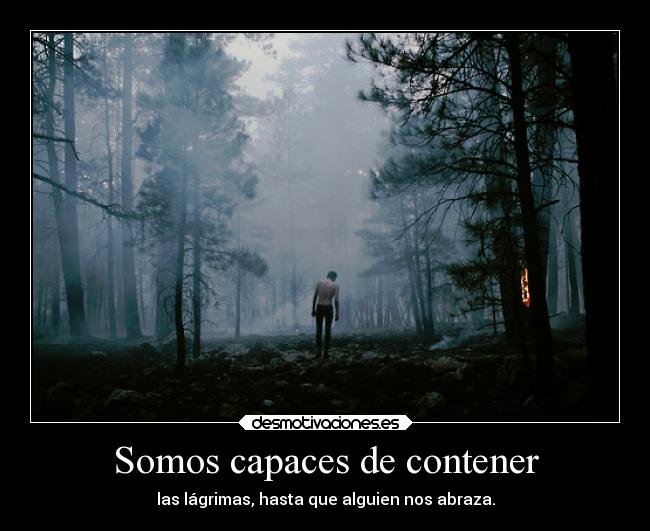 Somos capaces de contener - las lágrimas, hasta que alguien nos abraza.
