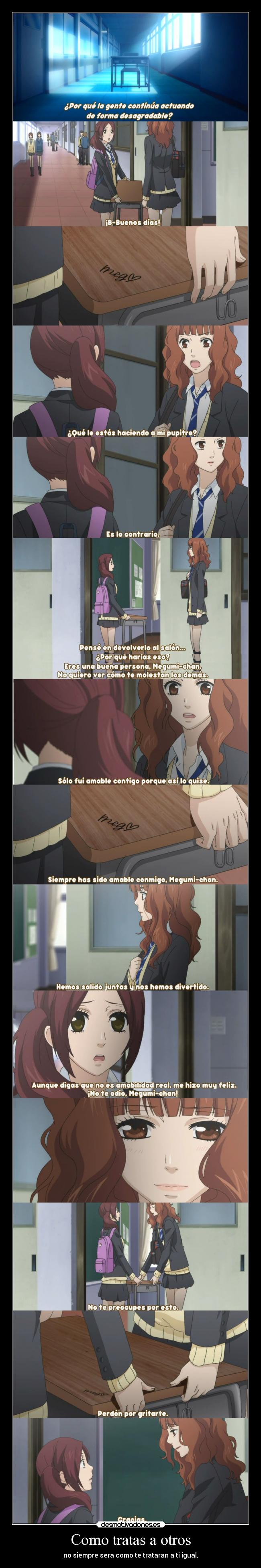 carteles alegria amistad amigos anime dar recibir igual tratar raptorhunters buena voluntad desmotivaciones