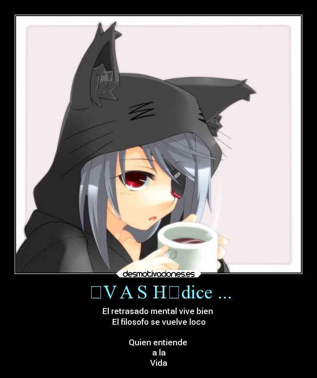 「V A S H」dice ... - El retrasado mental vive bien 
El filosofo se vuelve loco

Quien entiende 
a la
Vida