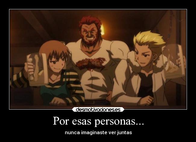 carteles anime rider gilgamesh taiga fate stay nigth desmotivaciones