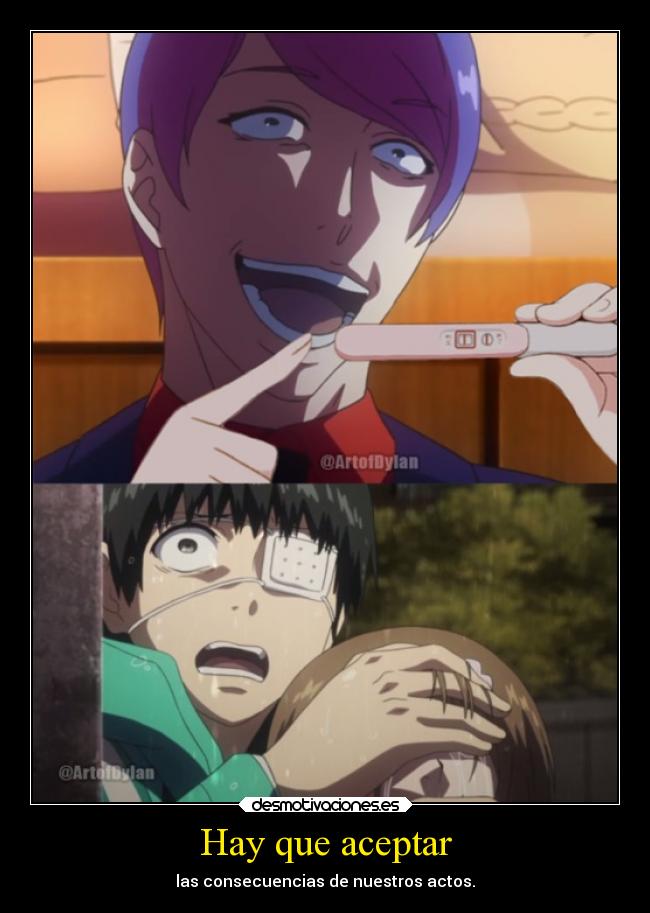 carteles anime tokyoghoul tokyo ghoul kaneki ken hinami tsukiyama shuu esta embarazado xdd gay makalove97 desmotivaciones