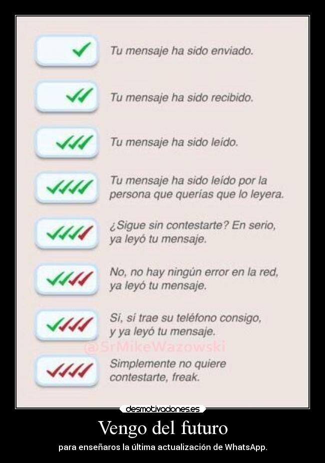 Vengo del futuro - para enseñaros la última actualización de WhatsApp.