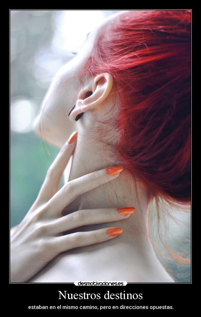 Nuestros destinos - estaban en el mismo camino, pero en direcciones opuestas.