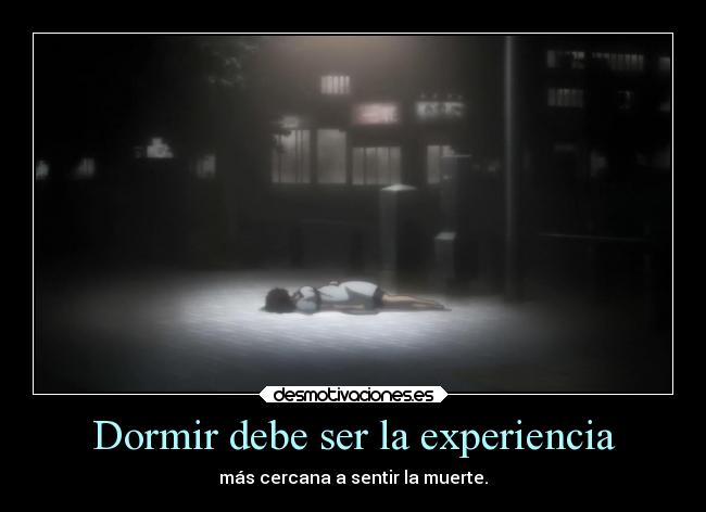 carteles dormir muerte dormir anime manga otaku cosplay experiencia cercana steing gate desmotivaciones