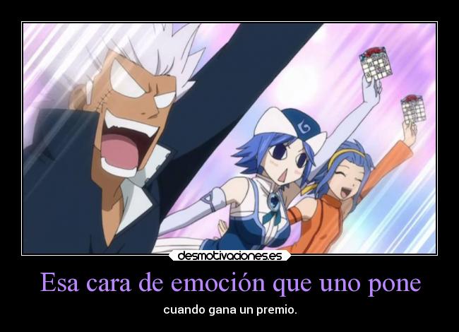 carteles felicidad amigos anime fairy tail juvia premio ganar gracioso emocion desmotivaciones