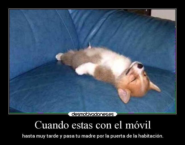 Cuando estas con el móvil - hasta muy tarde y pasa tu madre por la puerta de la habitación.