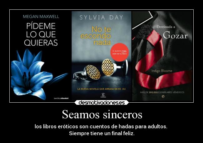 Seamos sinceros - los libros eróticos son cuentos de hadas para adultos.
Siempre tiene un final feliz.